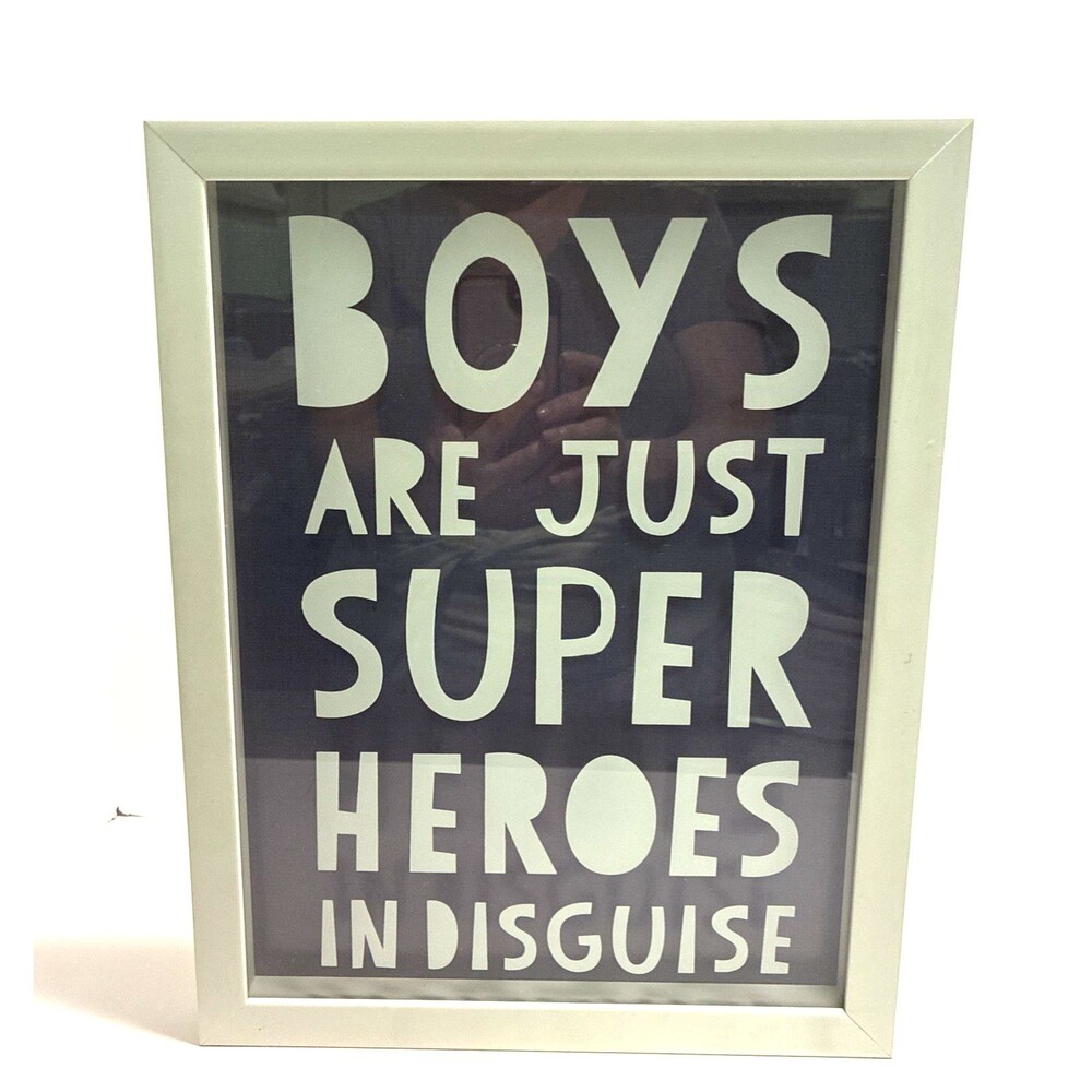 Boys Wall Art Sign - Pillowfort "Boys Are Just SUPERHEROES  in Disguise" 14"X11"
